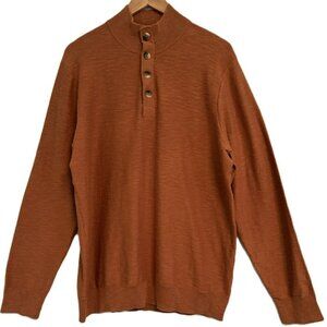 Alesbury Men's Long Sleeve Burnt Orange Riverside Mock Neck Cotton Top Large